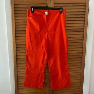 Maeve By Anthropologie Women’s Orange Cropped Linen Stretchy Pull-On Pants Sz 12